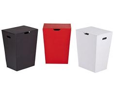 Nicol 1460415 Ropa Caja Mona, ropa sucia (piel sintética, plegable Cesto con tapa, piel, rojo, 33,5 x 42,0 x 57.0 cm