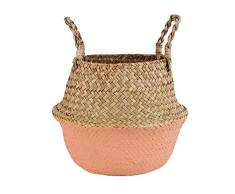 ZXXFR Plegable De Mimbre Cesta De Almacenamiento Colgando Cestas Decorativas Jardín Macetero Rattan Sembradora De Zosteras Canasta De Lavandería,Naranja,S
