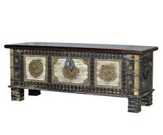 GINER Y COLOMER Baúles Decorativos - Baúl Madera Negro/Bronce (45x116x40)