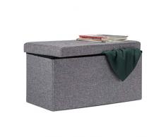 Relaxdays Baúl Almacenamiento Plegable, Lino, Gris Oscuro, 76 x 38 x 38 cm