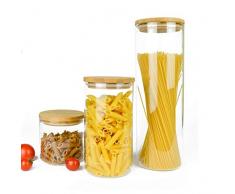 sendez 3 Juego de tarros con tapa Tarro de Tarro Tarro cristal recipientes 2,1 litros + 1,2 litros + 0,6 litros.
