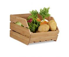 Relaxdays Caja de Almacenaje Apilable, Bambú, Beige, 20.5 x 27 x 38 cm