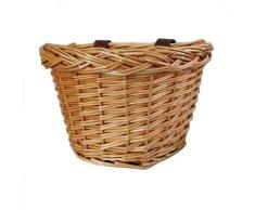 YOUNICER Cesta de Bicicleta de Mimbre con Manillar Delantero Retro de Moda Cesta de Bicicleta de ratán Impermeable con Correas de Cuero
