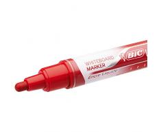 Bic Velleda - Rotulador de tinta líquida para pizarra blanca (borrado en seco, caja de 12 unidades) color rojo