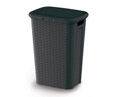 mondex pls6046 – 34 baúl Ropa Sucia Ratan Style, plástico, Antracita, 44 x 31 x 58 cm
