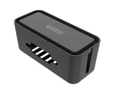 Caja Cables para Regletas Enchufes- NTONPOWER Caja Para Cables de Plástico ABS con Pies de Goma, Caja Organizadora Cables Grande, 430 x 180 x 160 mm, Negro