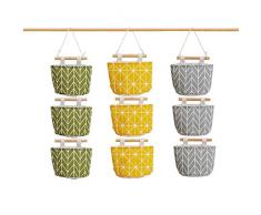 9 pcs Wall Colgante Organizador Bolsa/Bolso Colgante Apilable de Combinación Libre, Tela de Lino Colgando Organizador de Bolsillo con 9 Bolsillos para Cocina Dormitorio Baño Oficina - 13×7,5×4,5cm
