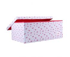 Minene – Caja de almacenaje con tapa azul con rojo flores – Star caja de almacenaje, tamaño grande caja de almacenamiento de tela – Ideal para guardar juguetes, Kids almacenamiento