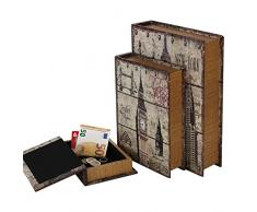 HMF 80961 Libro SeguraCiudades Conjunto de 3, Aspecto Antiguo, Caja de Caudales Camuflada, 32,5 x 23,5 x 7,5 cm