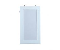 HOMCOM Joyero de Madera Armario para Joyas para Colgar en Pared Altura 56cm con Espejo y Marco para Fotos Color Blanco Lacado