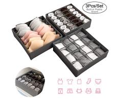 LinStyle Ropa Interior Organizador, Juego de 4 Plegable Armario Almacenamiento Cajas Lavable Tela Cajón Divisor para Sujetadores, Ropa Interior, Calcetines, Corbatas, Bufandas y Pañuelos (Gris)