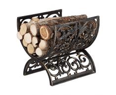 Relaxdays Revistero Antiguo, Hierro Fundido, Madera Estante, HBT: Aprox. 29,5 x 29,5 x 26,5 cm, Bronce