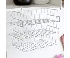 LERDBT De pie estanterías Armario refrigerado Cesta 3 Piezas Debajo de la Tabla Cesta Colgante de Metal Archivo BasketKitchen Multifuncional Estante de Almacenamiento Excelente para la restauración