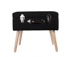THE HOME DECO FACTORY BAÚL Maleta Gris, Madera, Negro, 50,50 x 36 x 45 cm