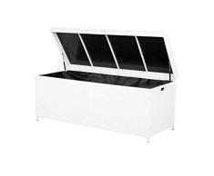 Beliani Caja para jardín en ratán Blanco 158x63 cm Modena