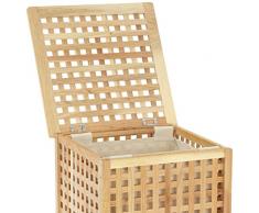 Wenko 18602500 Nordic - Cesto para la colada de madera de nogal con saco para ropa (46,3 x 67 x 46,1 cm), color marrón
