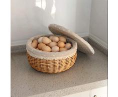 Tongboshi Canasta de Pan, Canasta de ratán, Canasta de Pan de Mimbre aislada con Tapa, Canasta de Huevo Tejido de Restaurante Familiar, Canasta de Verduras, Redondo últimos Modelos (Size : S)