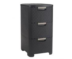 Curver 206315 - Cajonera con efecto mimbre (polipropileno, 3 cajones de 14 L)