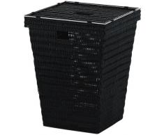 kela 20968 - Cesta de la colada de mimbre, color negro