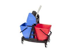 Rubbermaid Commercial Products R015111 Carro con Cubos y Escurridor, Capacidad de 2 X 18 L, Rojo Y Azul