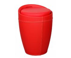 Home Collection24 Colada Lucy Cesto Color Rojo Taburete con Asiento de Piel sintética – Taburete de baño Funda Función 100 kg XL