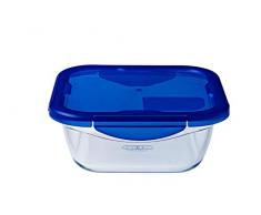 Pyrex Cook & Go Recipiente Cuadrado 21X21CM 170CL con Tapa Cook&GO, Azul, 4.58 cm