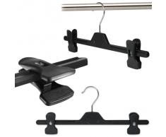 Hangerworld - Perchas de plástico con pinzas (34 cm, 10 unidades), color negro