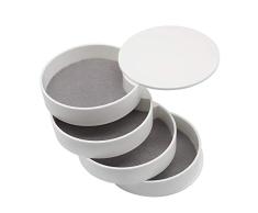 Mila-Amaz Joyero Organizador Caja Joyero Pequeña, Mujer Joyerías Estuche de Almacenamiento 4 Niveles, para Anillos, Aretes, Pendientes, Pulseras y Collares, Blanco