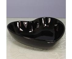 Cuenco de cerámica brillante con forma de corazón con protectores fieltro - Color a elegir: rojo, negro, blanco o rosa