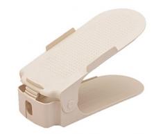EOZY 2pcs Estante de Zapatos Rejilla Soporte Calzado Almacenamiento Plástico Ajustable Dos Capas (Beige)