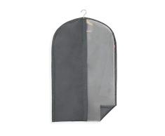 Rayen - Funda de ropa para armario. Funda de traje para percha con cremallera. Cubre vestido resistente al polvo, humedad y polillas. 60 x 100 cm. Gris Oscuro/TranslÃºcido