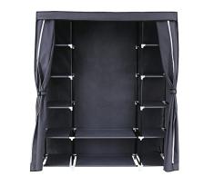 SONGMICS Armario de Tela para Closet Organizador Textil Plegable 175 x 150 x 45 cm Gris RLG45G