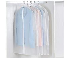 5 PCS Cubiertas para prendas de vestir, reutilización clara Cubiertas de ropa a prueba de polvo Protectores con cremallera a prueba de polillas Bolsas lavables Funda para guardar bata (60 * 80CM)