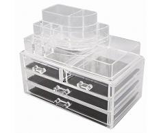 TRESKO® Cosméticos Organizador acrílico para Maquillaje, Joyas, Accesorios, joyero, Caja de Almacenamiento con cajones para pintalabios (4 Cajones - JWYOGR-003)