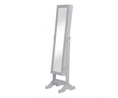 HOMCOM Espejo de Pie 144x34x37cm + Joyero Integrado Organizador Joyas para Dormitorio