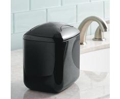 mDesign Cubo de basura - Contenedor basura de plástico color negro con 2,7 litros de capacidad - Ideal para la cocina, baño o como papelera oficina