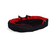Dibea - Cama para Perros 4 en 1, cojín para Perros, Cesta para Perros con cojín Reversible, Color Rojo y Negro, tamaño L