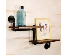 Fangfang Revistero Magazine Rack Bastidores de Pared, Madera Maciza, estantería Retro de Hierro Forjado, 3 Tipos (Color : C)