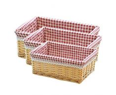 Kitabetty Juego de Canasta de Almacenamiento de Mimbre, Cesta de lavandería Cesta de Picnic Cesta de Frutas Cesta de Flores Cesta de Pan decoración del hogar con Forro de Lino extraíble, 3PCS