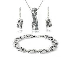 LillyMarie® Conjunto de joyas para mujer plata de ley 925 óxido, hecho a mano, con caja de joyas