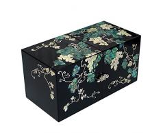 Madre de Pearl Grape Vine doble Cubic negro secreto lacado madera cajón Joyero joyería caja cofre del tesoro caso soporte organizador