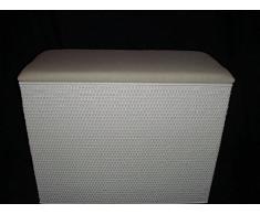 Rattan im Trend 'Cesto para 3 Compartimento Compaginador Asiento Taburete de ratán Color Blanco con Tres Compartimentos Fabricado en Alemania