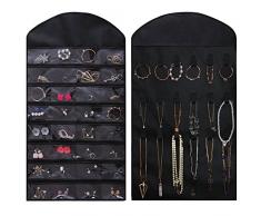 Amplio Organizador de Joyas Colgante de Doble Cara Negro armario para joyas– Soporte para anillos y pendientes, árbol de joyas. ¡Todo en uno! - Ezigoo