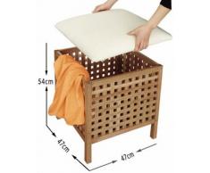 Spetebo - Taburete y cesto de la colada 2 en 1 (asiento extraíble, madera de nogal)