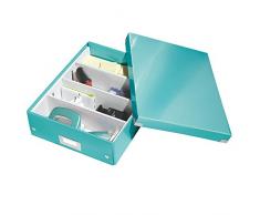 Leitz Click & Store, Cartón Robusto plastificado con PP, Turquesa, Caja organizadora Mediana