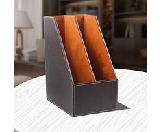 Yaunli Revistero Escritorio Madera de Archivos de Cuero de Escritorio Organizador de la Carpeta de Documentos y revistas Stands de Archivos 2 Ranuras revistero de Tres Capas