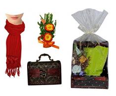 Lote de 8 Baúles de Madera Clásicos con Pañuelo de Rayas y Ambientador con Bolsa de Celofán y Lazo.Detalles de Bodas y Eventos.