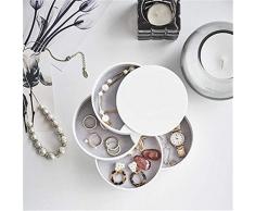 CABILOCK - Organizador de joyas de 4 capas con forma de cilindro apilable, caja de almacenamiento para collares, pulseras, anillos, pendientes (color blanco)