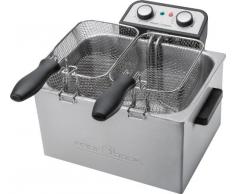 ProfiCook PC-FR 1038 Freidora de acero inoxidable, 3 cestas, desmontable, 3000 W, Gris