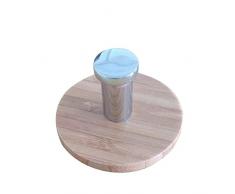 OUNONA - 4 Perchas Adhesivas en Forma de T de Madera de bambú para Colgar en la Pared de Acero Inoxidable para Ropa, toallero, Soporte para casa, Cocina